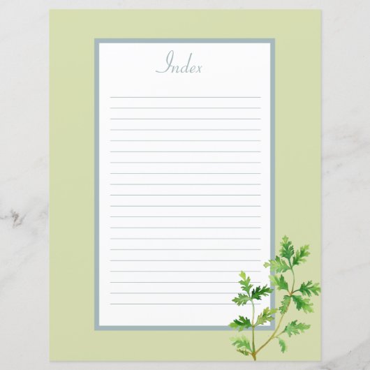 レシピ分周器ページ – グリーンハーブバインダー挿入 (裏面)