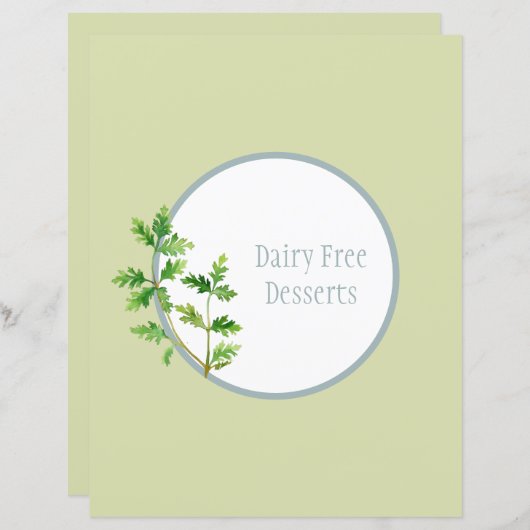 レシピ分周器ページ – グリーンハーブバインダー挿入 (正面/裏面)