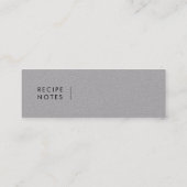 レシピ帳 |グレーレシピミニブックマークカード スキニー名刺 (裏面)