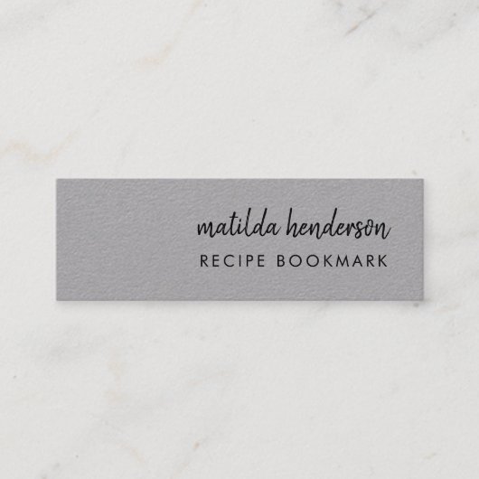 レシピ帳 |グレーレシピミニブックマークカード スキニー名刺 (正面)