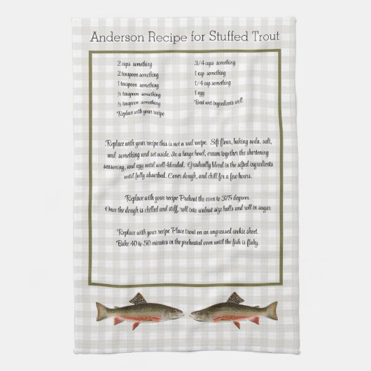 レシピ形見マス漁師のフライ漁 キッチンタオル (縦)
