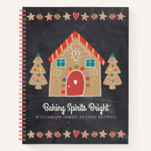 レシピ料理本かわいいジンジャーブレッド素朴シャルボード ノートブック (正面)