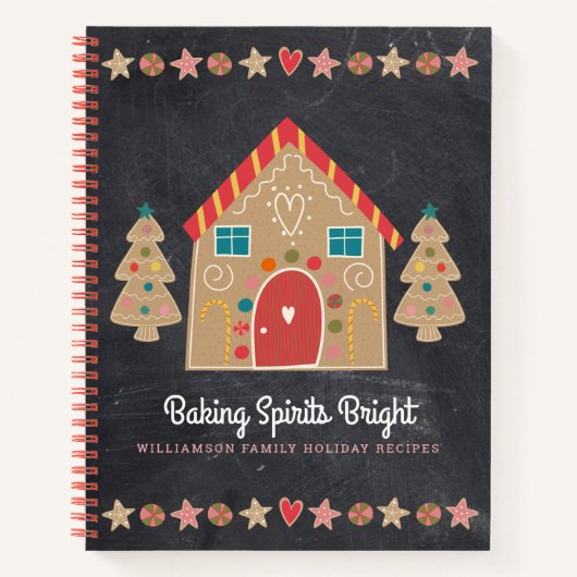 レシピ料理本かわいいジンジャーブレッド素朴シャルボード ノートブック (正面)