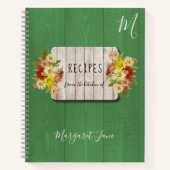 レシピ料理本のシェフモノグラムのラスティックキッチン ノートブック (正面)