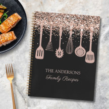 レシピ料理本バラ金ゴールドグリッター台所用品