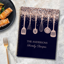 レシピ料理本バラ金ゴールドグリッター台所用品