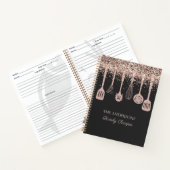 レシピ料理本バラ金ゴールドグリッター台所用品 ノートブック (内部)