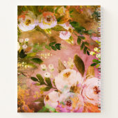 レシピ料理本ピンクフローラ水彩ヴィンテージ ノートブック (裏面)