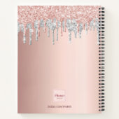 レシピ料理本モノグラムグリッターバラ金ゴールド銀 ノートブック (裏面)