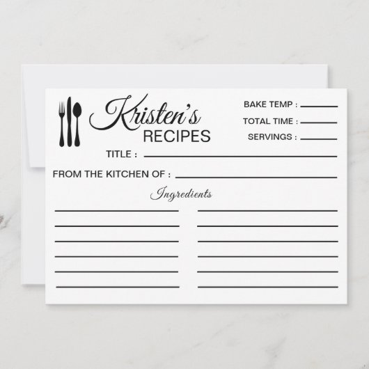 レシピ料理裏打ち材ミニマル 招待状 (正面)