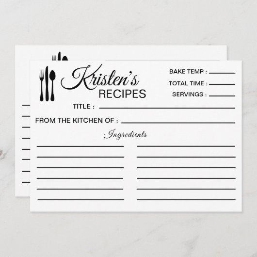 レシピ料理裏打ち材ミニマル 招待状 (正面/裏面)