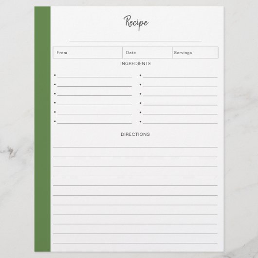 レシピ書式の線の付いたページ |トロピカル (正面)