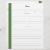 レシピ書式の線の付いたページ |トロピカル (正面/裏面)