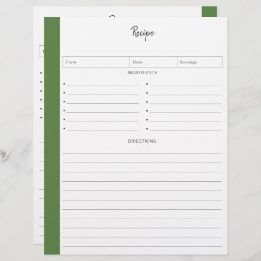 レシピ書式の線の付いたページ |トロピカル (正面/裏面)