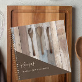 レシピ木製の台所用品の茶色の料理本 ノートブック