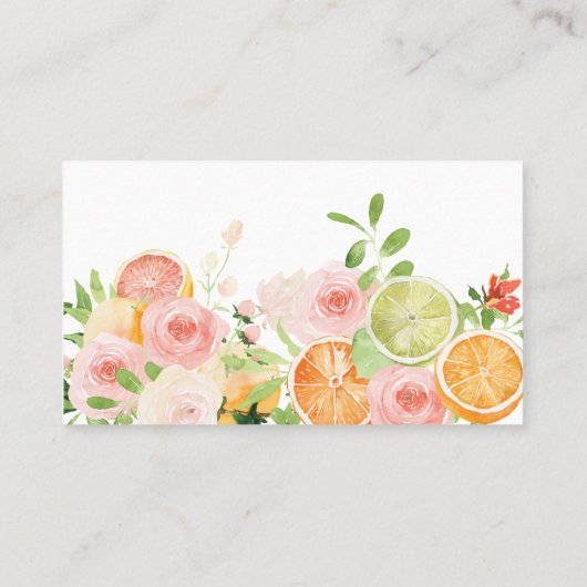 レシピ柑橘類の花のブライダルシャワー要求 名刺 (裏面)