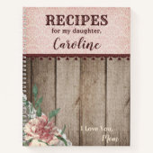 レシピ用ドーターパーソナライズされたフローラ木製 ノートブック (正面)