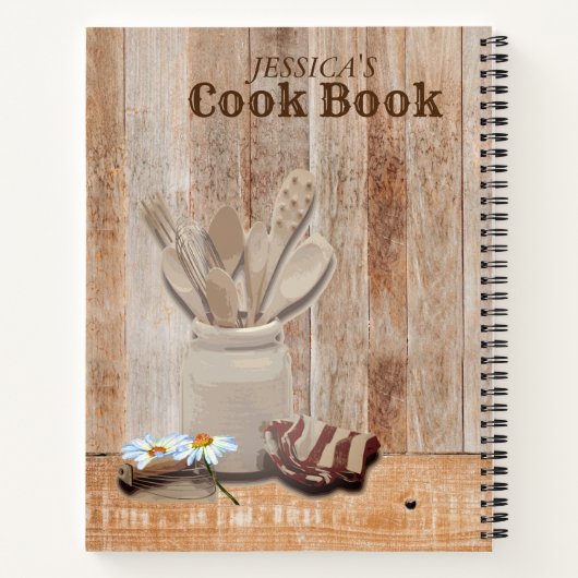 レシピ素朴キッチンデイジーパーソナライズされた ノートブック (裏面)