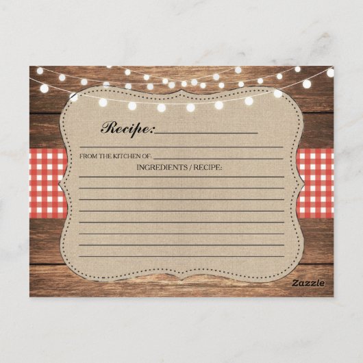 レシピ結婚のブライダルパーティカード赤チェック ポストカード (裏面)