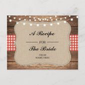 レシピ結婚のブライダルパーティカード赤チェック ポストカード (正面)