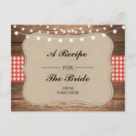 レシピ結婚のブライダルパーティカード赤チェック ポストカード