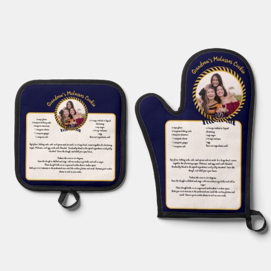 レシピ航海のKeepsakeテンプレート追加Photo Navy 鍋つかみ&鍋敷きセット (正面)