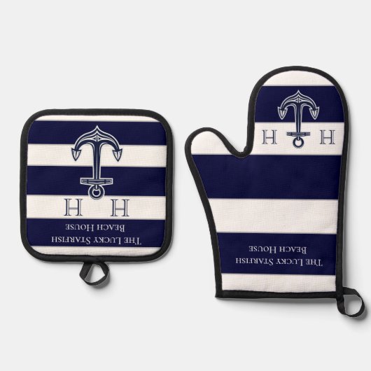 レシピ航海のKeepsakeテンプレート追加Photo Navy O 鍋つかみ&鍋敷きセット (正面)