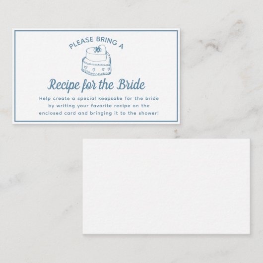 レシピ要求カードブライダルシャワーダスティブルー エンクロージャーカード (正面/裏面)