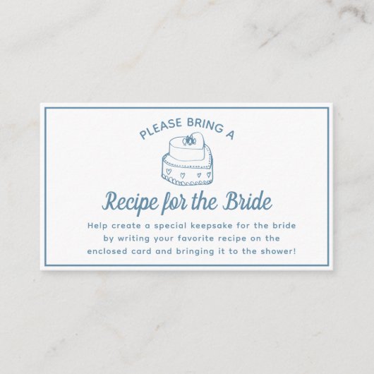 レシピ要求カードブライダルシャワーダスティブルー エンクロージャーカード (正面)