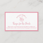 レシピ要求カード赤面ピンクブライダルシャワー エンクロージャーカード (正面)