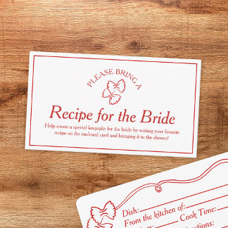 レシピ要求カードAmoreブライダルシャワー エンクロージャーカード