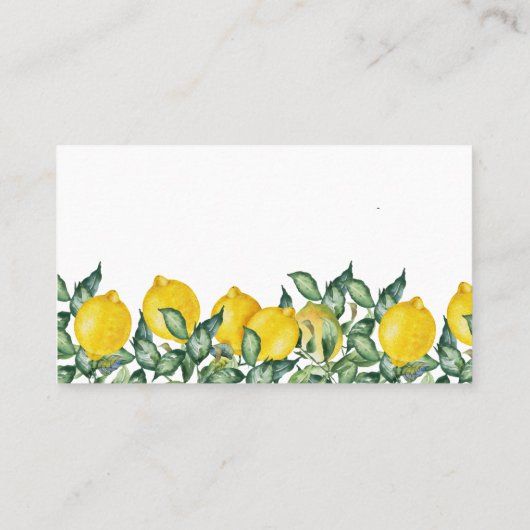 レシピ要求ブライダルシャワーレモンの緑 名刺 (裏面)