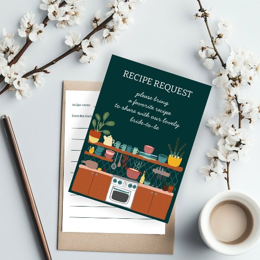 レシピ要求ブライダルシャワー可愛カスタムい エンクロージャーカード