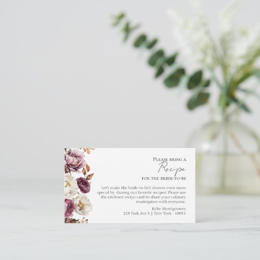 レシピ要求 | ブルゴーニュ秋ブライダルシャワー エンクロージャーカード (スタンド正面)