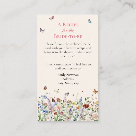 レシピ要求 |ボヘミアの野生の花 エンクロージャーカード (正面)