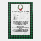 レシピ記念クリスマスクッキーグリーンプレイド キッチンタオル (縦)