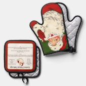 レシピ記念クリスマスクッキーヴィンテージサンタ 鍋つかみ&鍋敷きセット (正面/裏面)