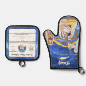 レシピ記念クリスマスクッキーヴィンテージサンタ 鍋つかみ&鍋敷きセット (正面)