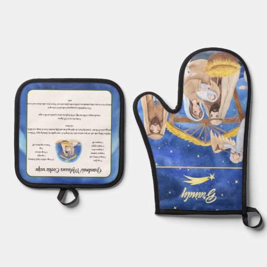 レシピ記念クリスマスクッキーヴィンテージサンタ 鍋つかみ&鍋敷きセット (正面)