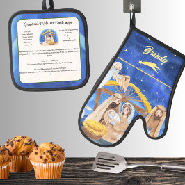 レシピ記念クリスマスクッキーヴィンテージサンタ 鍋つかみ&鍋敷きセット