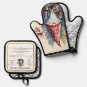 レシピ記念クリスマスクッキーヴィンテージ格言 鍋つかみ&鍋敷きセット (正面/裏面)