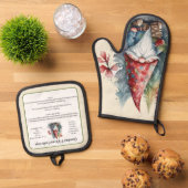 レシピ記念クリスマスクッキーヴィンテージ格言 鍋つかみ&鍋敷きセット (トップダウン)