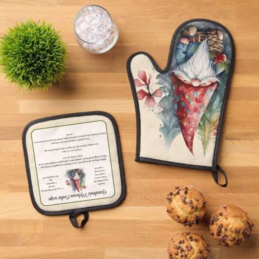 レシピ記念クリスマスクッキーヴィンテージ格言 鍋つかみ&鍋敷きセット (トップダウン)