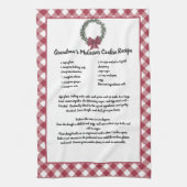 レシピ記念クリスマスクッキー赤い格子緑 キッチンタオル (縦)