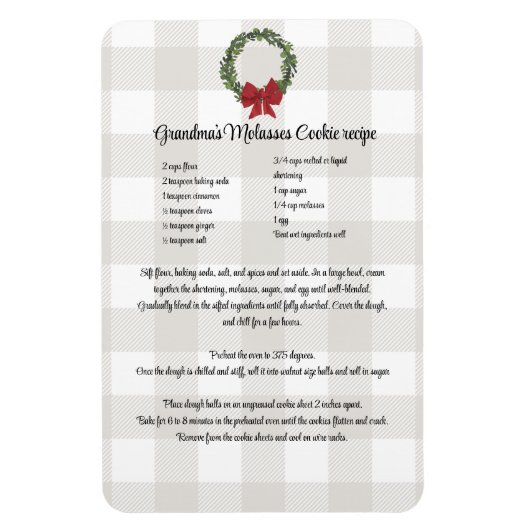 レシピ記念クリスマスクッキー赤い緑の格子柄 マグネット (縦)