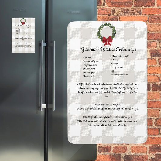 レシピ記念クリスマスクッキー赤い緑の格子柄 マグネット