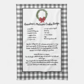レシピ記念クリスマスクッキーGray Plaid キッチンタオル (縦)