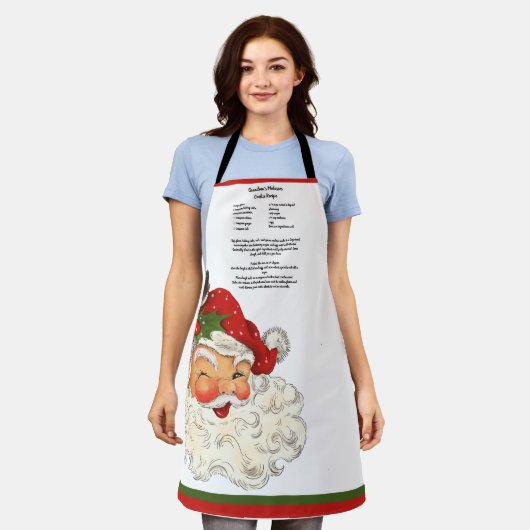 レシピ記念クリスマスクリスマスヴィンテージサンタクロース エプロン (着用した状態)