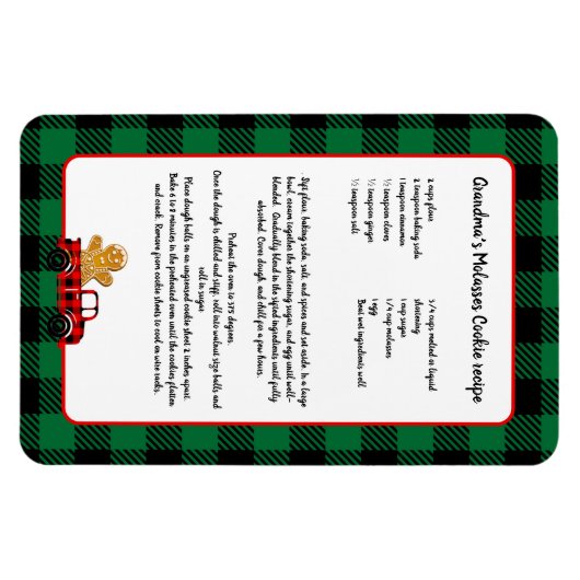 レシピ記念クリスマストラックグリーンブラックプレイド マグネット (横)