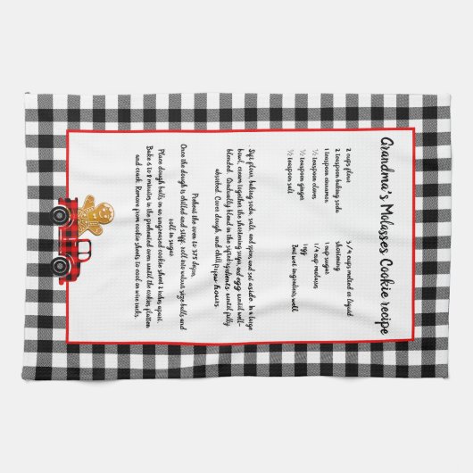 レシピ記念クリスマストラック白黒プレイド キッチンタオル (横)